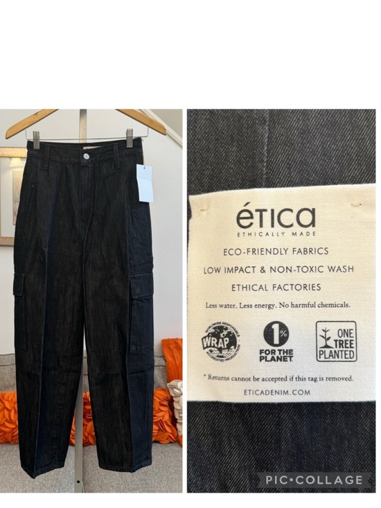 Etica Denim - ❣️🆕ÉTICA Lewis High Waist Pleated Ankle Cargo Jeans in Black Onyx $268 MSRP❣️